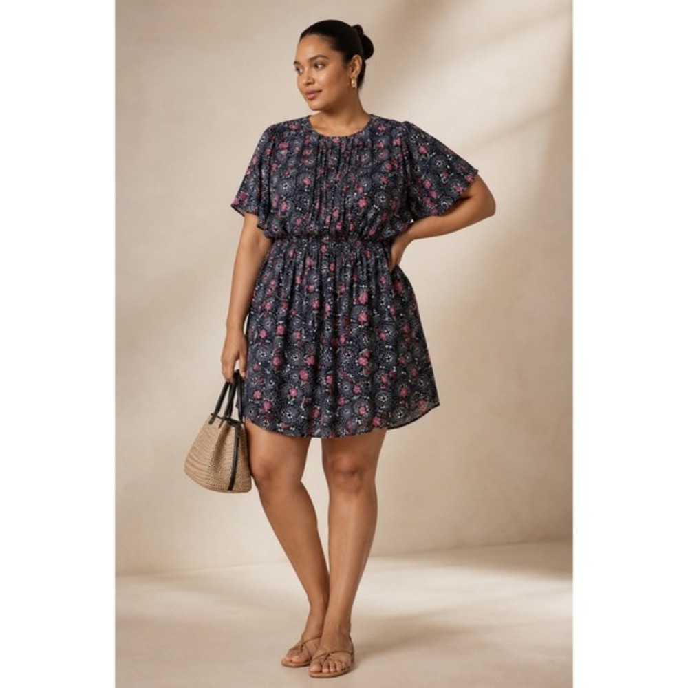 Daniel Rainn Dress Women Sz 3X Short Sleeve Knee Floral Lightweight Lined‎
